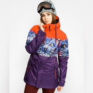 Women's Act Insulated Technical Jacket Violet Purple "Snow Owl" waterproof red